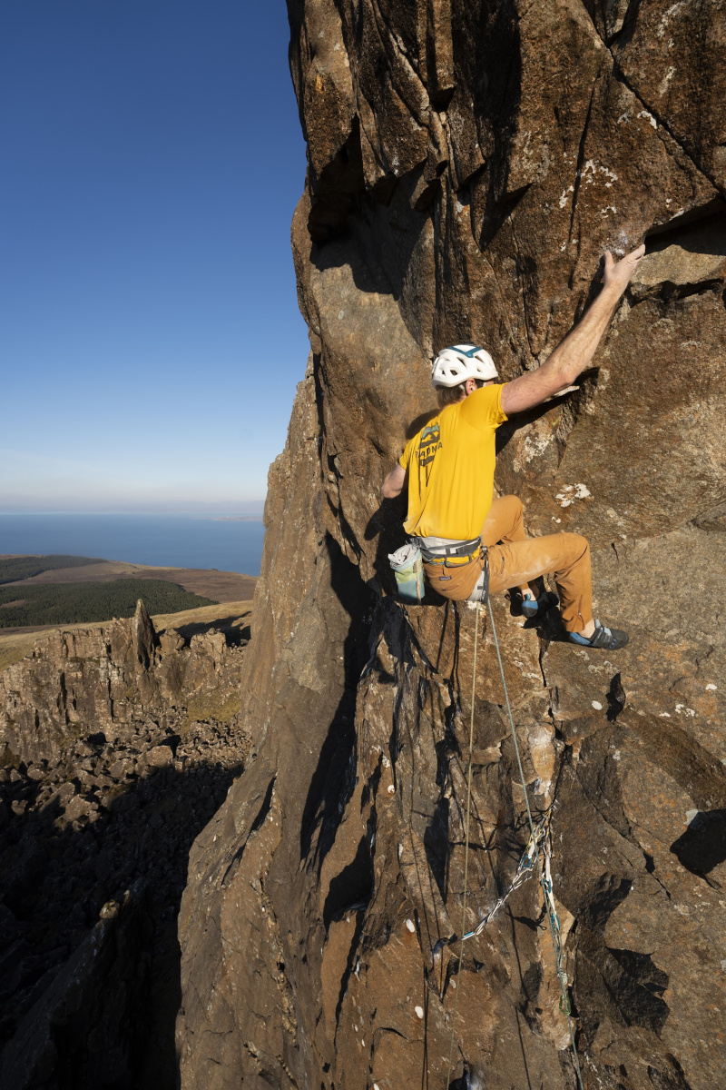 Robbie Phillips on Away with the Faeries (E9 6c). Photo: Ryan Balharry 