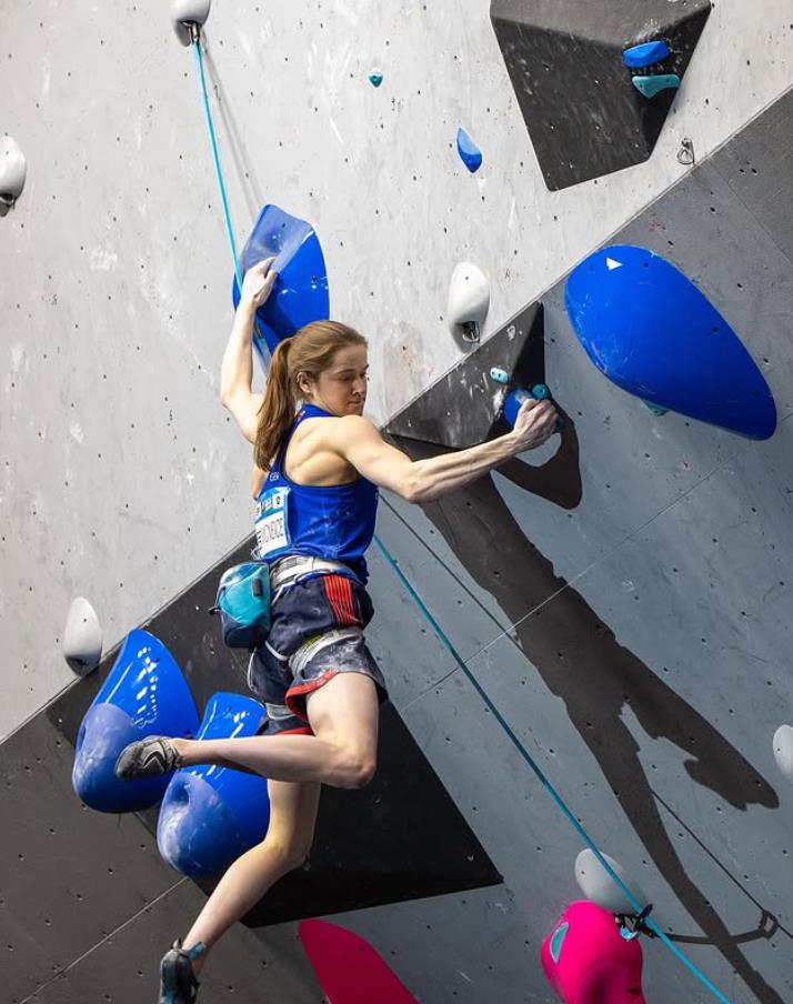 Erin McNeice taking gold at Wujiang - her first ever IFSC World Cup gold - to become the first ever British woman to medal in both Boulder and Lead. Photo: © IFSC