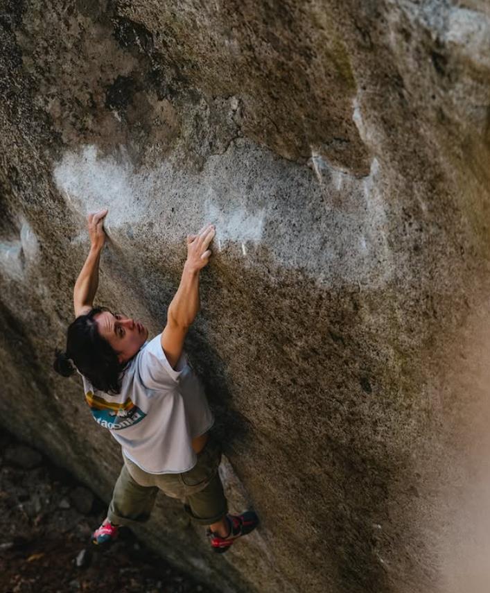 Katie Lamb pushing women's bouldering to Font 8C+/V16 with fourth ascent of The Dark Side. Photo: Katie Lamb Collection/Instagram