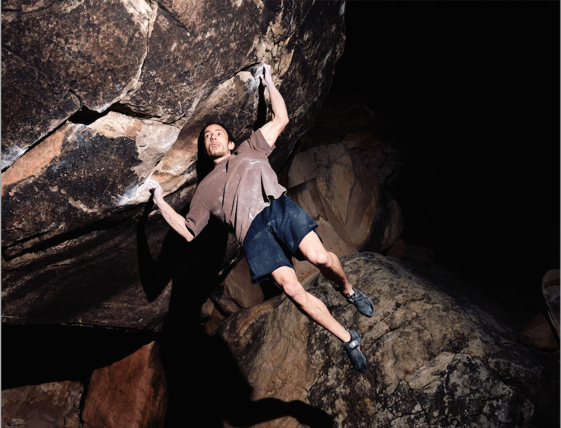Simon Lorenzi making the fourth ascent of Shaolin (Font 9A/V17). Photo: Yulen Calleja Ordiz