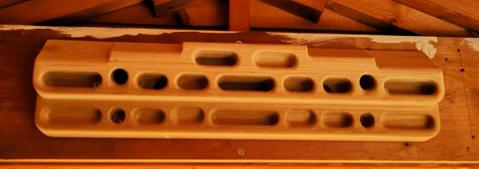 Fingerboards everywhere are being dusted down, and used for the first time, including this one in Climber HQ's satellite office (the shed).. Coaches warn infrequent trainers to ramp-up very slowly to avoid injuries. Photo: David Simmonite