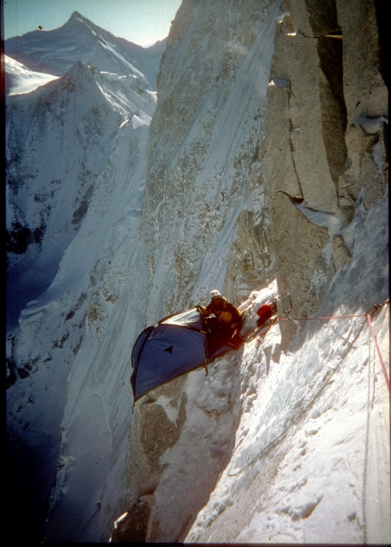 Mountaineers are used to sleeping comfortably despite the possibility that something could go wrong. Photo: Mick Fowler