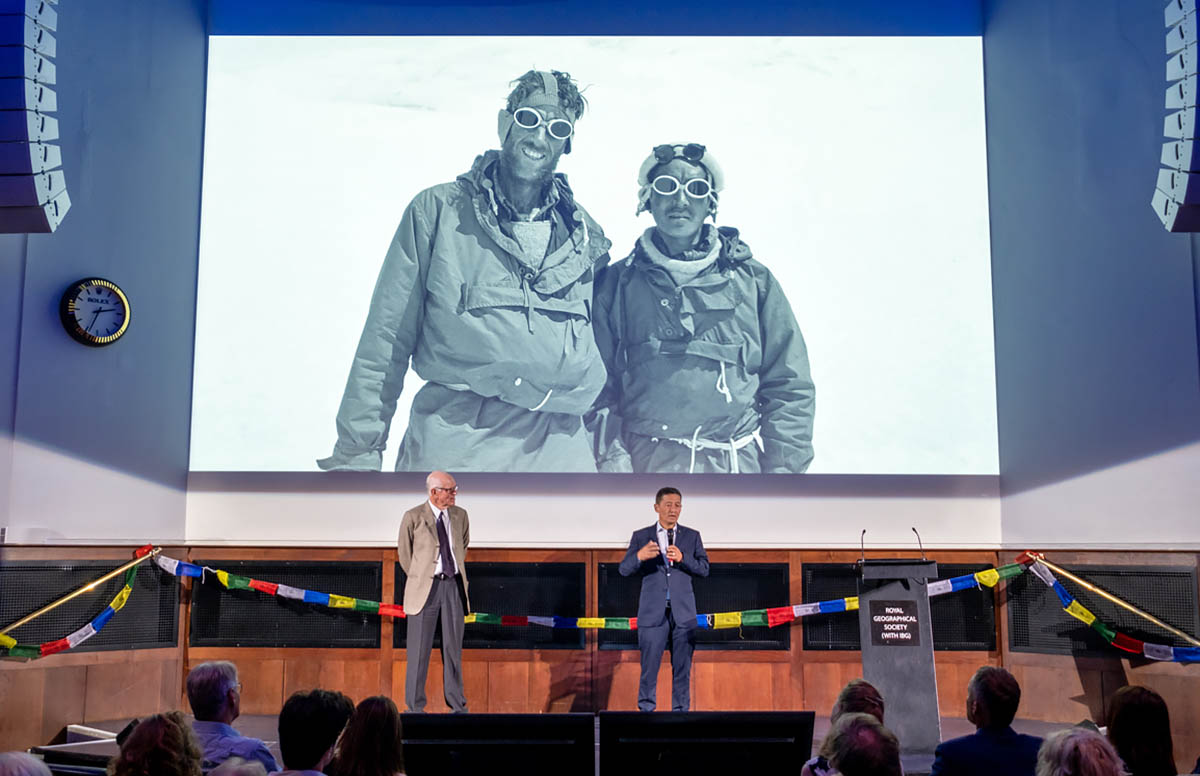 Peter Hillary and Jamling Tenzing Norgay talking at Everest 70. Photo: Himalayan Trust UK