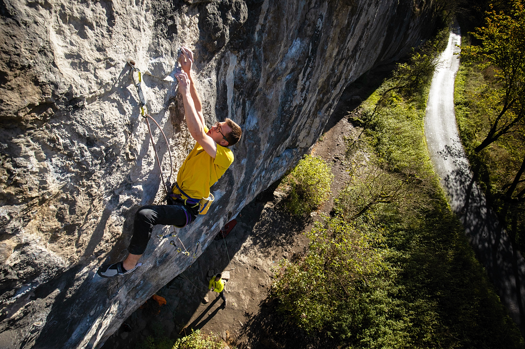 Will Bosi on Mutation. Will’s historic second ascent on October 31st came 23 years after Steve McClure’s first ascent. Photo: Band of Birds/Jake Thompson